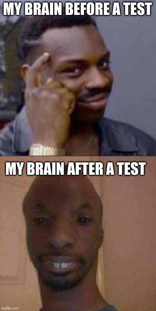 tests be like | MY BRAIN BEFORE A TEST; MY BRAIN AFTER A TEST | image tagged in stupid,fun,funny | made w/ Imgflip meme maker