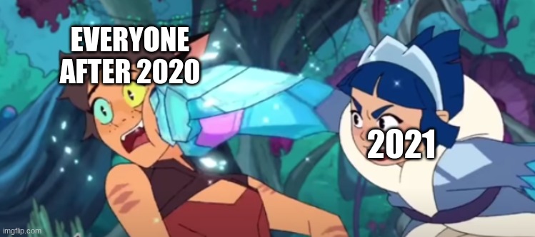 *laughs in catradora* | EVERYONE AFTER 2020; 2021 | image tagged in frosta punching catra | made w/ Imgflip meme maker