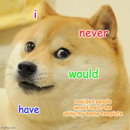 Doge Meme | i never would have realized people would insult me using my meme template | image tagged in memes,doge | made w/ Imgflip meme maker