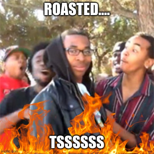 ROASTED | ROASTED.... TSSSSSS | image tagged in roasted tss,roasted | made w/ Imgflip meme maker
