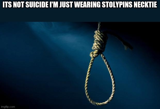 Noose | ITS NOT SUICIDE I'M JUST WEARING STOLYPINS NECKTIE | image tagged in noose | made w/ Imgflip meme maker