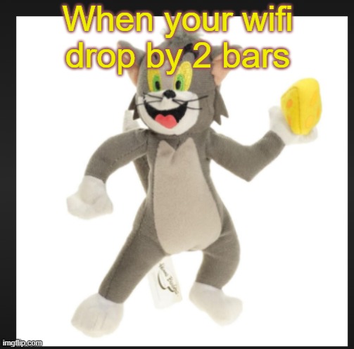 THE TOM AND JERRY PLUSHIES SUCK | When your wifi drop by 2 bars | image tagged in lol btw | made w/ Imgflip meme maker
