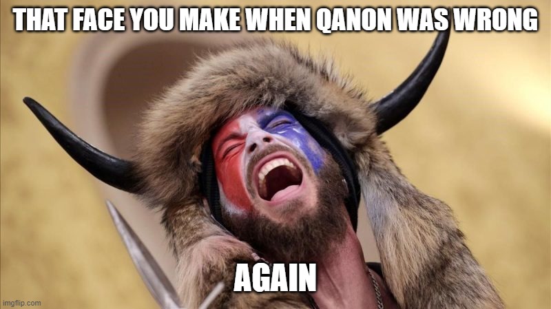 poor ducks. | THAT FACE YOU MAKE WHEN QANON WAS WRONG; AGAIN | image tagged in qanon shaman | made w/ Imgflip meme maker