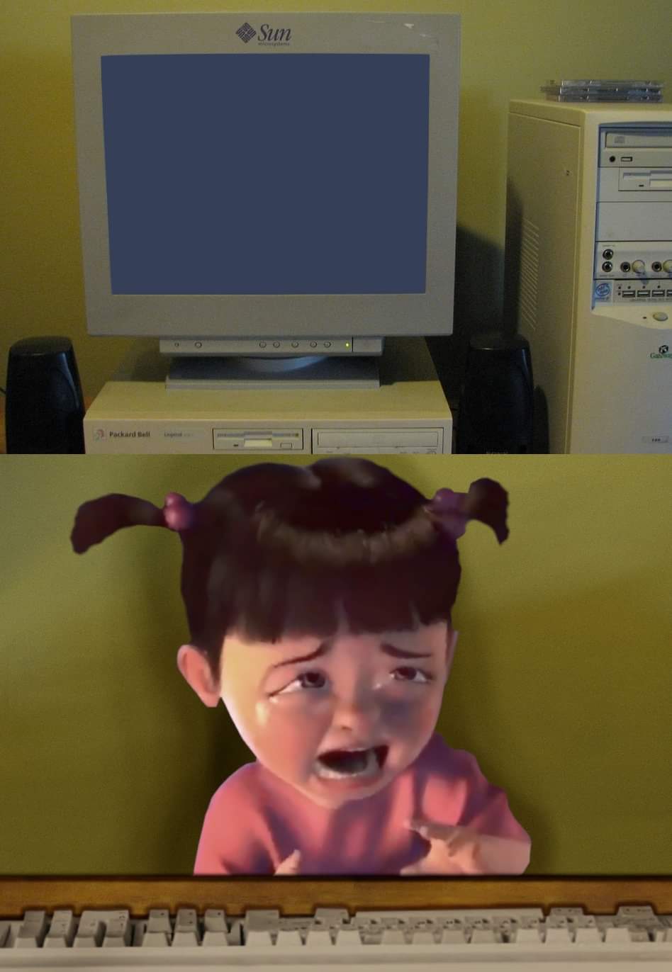 High Quality Monsters inc. Baby with computer Blank Meme Template