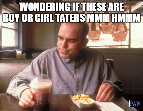 Tater Gender | WONDERING IF THESE ARE BOY OR GIRL TATERS MMM HMMM | image tagged in funny,taters,swingblade | made w/ Imgflip meme maker
