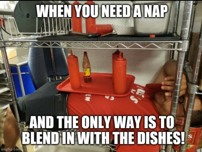 Waitstaff nap time | image tagged in waitstaff nap time | made w/ Imgflip meme maker