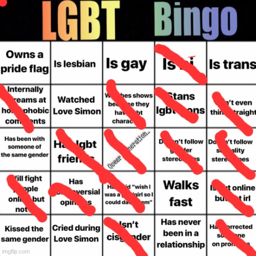 LGBTQ bingo | image tagged in lgbtq bingo | made w/ Imgflip meme maker