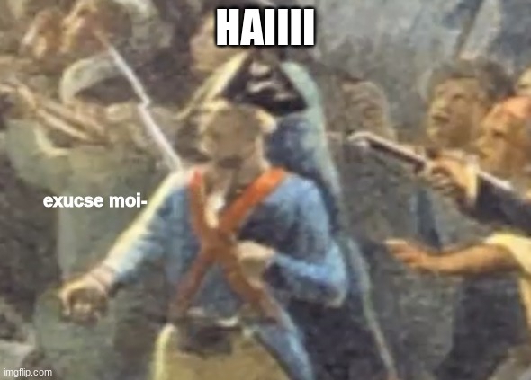 excuse moi- | HAIIII | image tagged in excuse moi- | made w/ Imgflip meme maker
