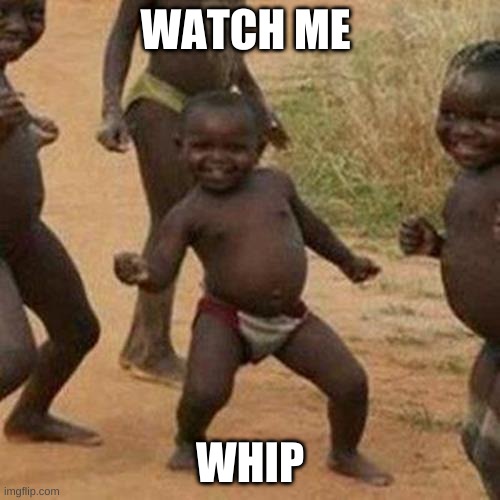 Third World Success Kid | WATCH ME; WHIP | image tagged in memes,third world success kid | made w/ Imgflip meme maker