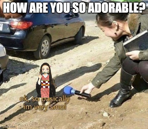 i left the dog legs in there lol | HOW ARE YOU SO ADORABLE? | image tagged in very smol,nezuko,demon slayer,anime | made w/ Imgflip meme maker