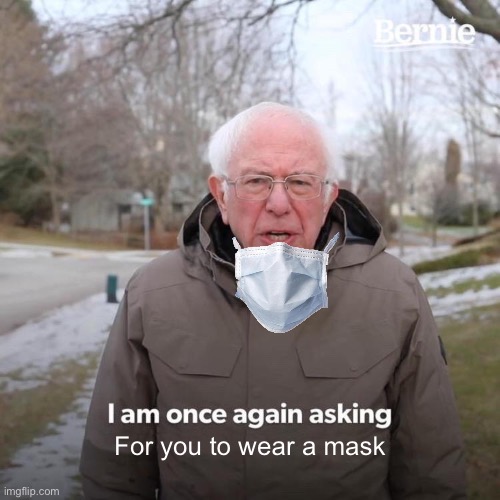 Bernie I Am Once Again Asking For Your Support | For you to wear a mask | image tagged in memes,bernie i am once again asking for your support | made w/ Imgflip meme maker