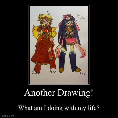 This time it’s Panty and Stocking! (Dude I don’t even watch that show I just like the designs) | image tagged in funny,demotivationals,drawing,anime,what am i doing with my life | made w/ Imgflip demotivational maker