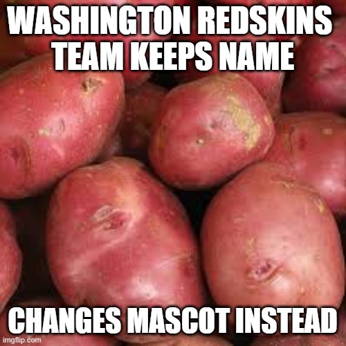 washington redskins | WASHINGTON REDSKINS 
TEAM KEEPS NAME; CHANGES MASCOT INSTEAD | image tagged in washington redskins | made w/ Imgflip meme maker