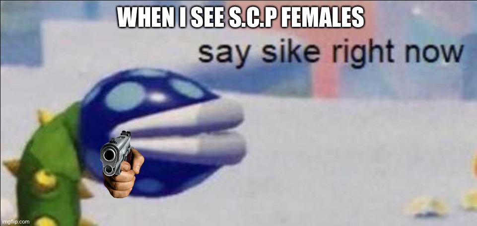 When I see s.c.p females in a 500 mile radius | WHEN I SEE S.C.P FEMALES | image tagged in say sike right now | made w/ Imgflip meme maker