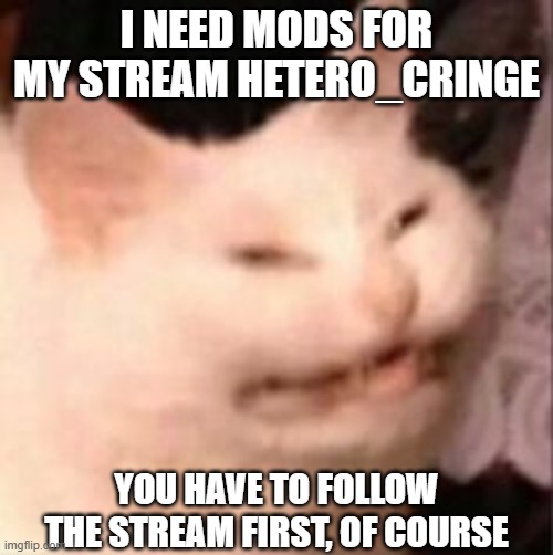 No Like | I NEED MODS FOR MY STREAM HETERO_CRINGE; YOU HAVE TO FOLLOW THE STREAM FIRST, OF COURSE | image tagged in new stream | made w/ Imgflip meme maker