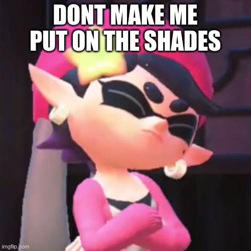 Upset Callie | DONT MAKE ME PUT ON THE SHADES | image tagged in upset callie | made w/ Imgflip meme maker