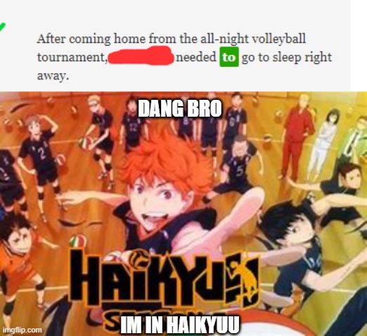 My name is purposefully drawn over btw. | DANG BRO; IM IN HAIKYUU | image tagged in anime,haikyuu | made w/ Imgflip meme maker