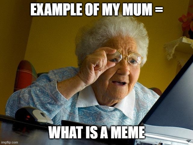 Grandma Finds The Internet Meme | EXAMPLE OF MY MUM =; WHAT IS A MEME | image tagged in memes,grandma finds the internet | made w/ Imgflip meme maker