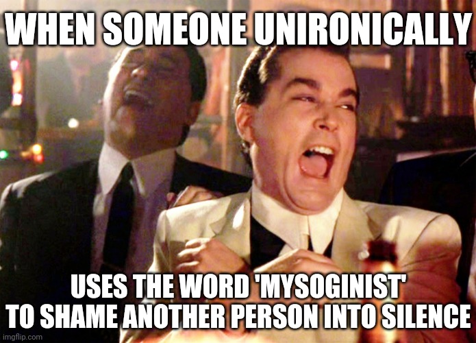 srsly doe... | WHEN SOMEONE UNIRONICALLY; USES THE WORD 'MYSOGINIST' TO SHAME ANOTHER PERSON INTO SILENCE | image tagged in good fellas hilarious,mysoginist,feminism,feminist,cult,delusional | made w/ Imgflip meme maker