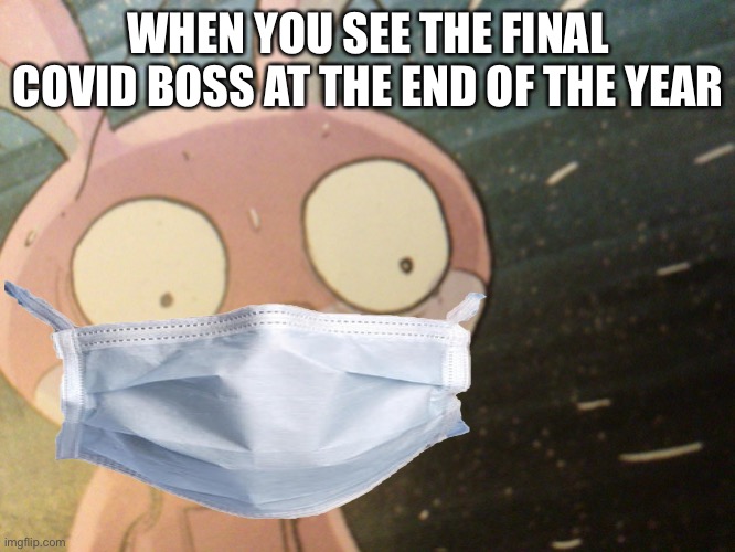 WHEN YOU SEE THE FINAL COVID BOSS AT THE END OF THE YEAR | image tagged in miskit worried,covid | made w/ Imgflip meme maker