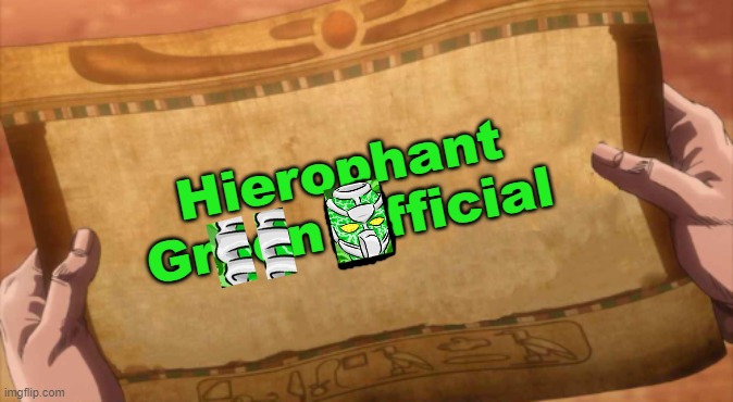 Welp green offcial doesnt exist anymore its now hierophant green official | image tagged in logo | made w/ Imgflip meme maker
