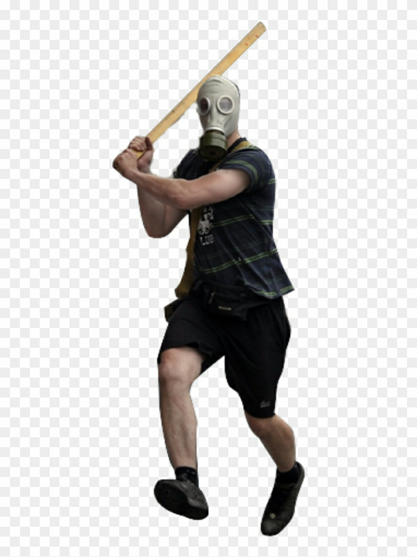 Gas mask goliath with stick Blank Meme Template