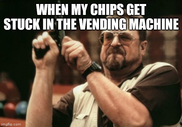 Am I The Only One Around Here Meme | WHEN MY CHIPS GET STUCK IN THE VENDING MACHINE | image tagged in memes,am i the only one around here | made w/ Imgflip meme maker