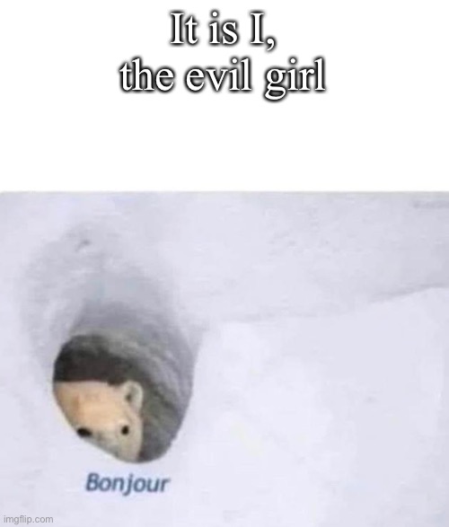 Bonjour | It is I, the evil girl | image tagged in bonjour | made w/ Imgflip meme maker