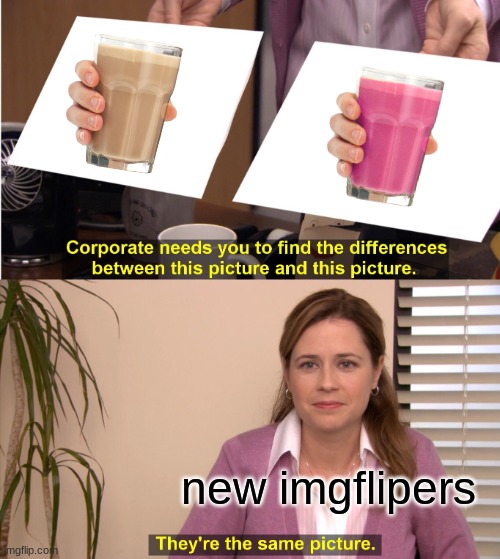 ____ | new imgflipers | image tagged in memes,they're the same picture | made w/ Imgflip meme maker