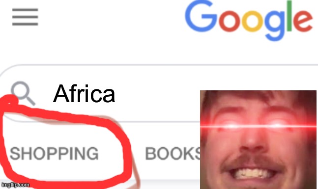 Shopping for Africa | Africa | image tagged in africa,shopping,mr beast,google | made w/ Imgflip meme maker