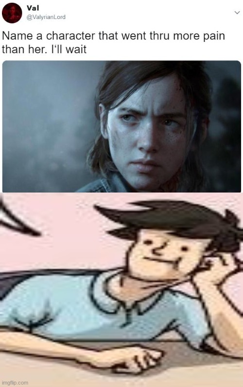 image tagged in name a character who went through more pain than her ill wait | made w/ Imgflip meme maker