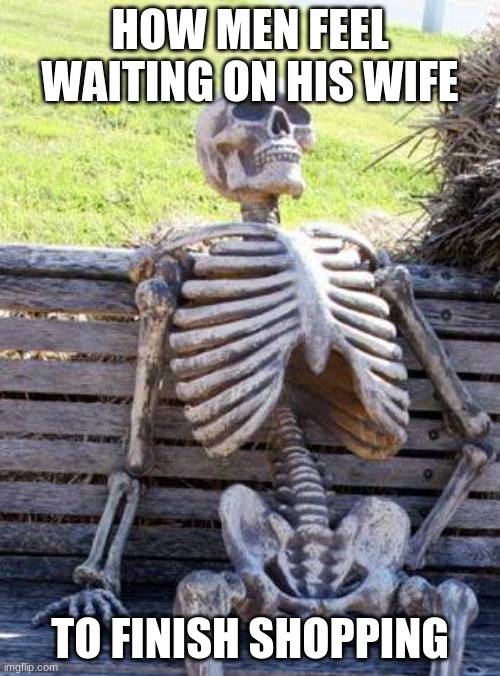 Facts | HOW MEN FEEL WAITING ON HIS WIFE; TO FINISH SHOPPING | image tagged in memes,waiting skeleton | made w/ Imgflip meme maker