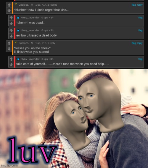 Bruh lmao | image tagged in meme man love | made w/ Imgflip meme maker