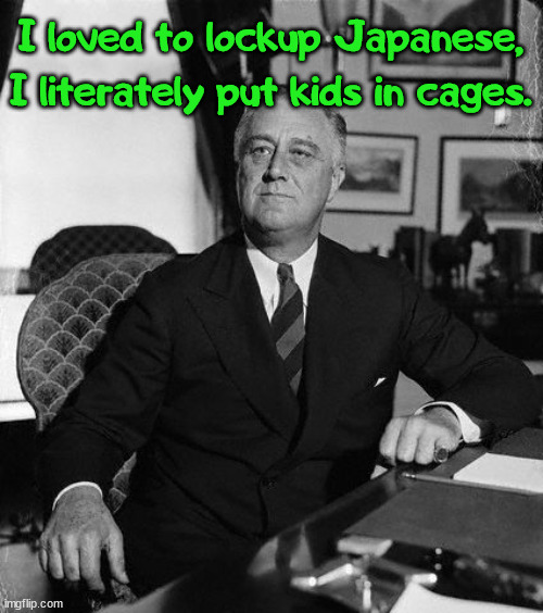 FdR | I loved to lockup Japanese, I literately put kids in cages. | image tagged in fdr | made w/ Imgflip meme maker