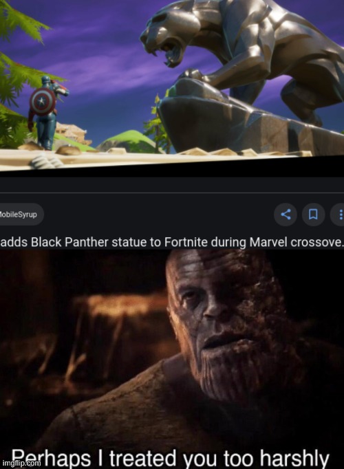 Maybe we all did. | image tagged in perhaps i treated you too harshly,memes,fortnite,black panther | made w/ Imgflip meme maker