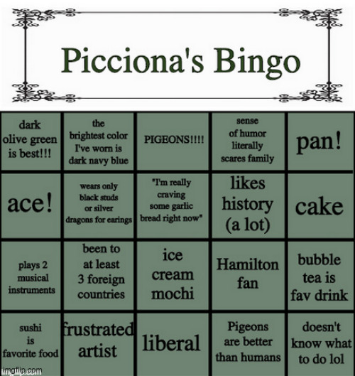 link in comments | image tagged in picciona's bingo | made w/ Imgflip meme maker