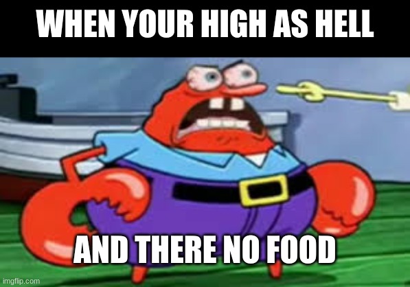 krebs | WHEN YOUR HIGH AS HELL; AND THERE NO FOOD | image tagged in funny,memes | made w/ Imgflip meme maker