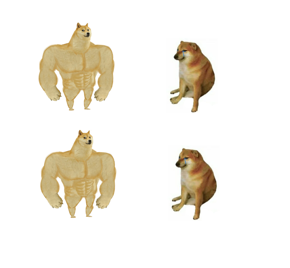 Buff Doge vs. Cheems 2 Blank Meme Template