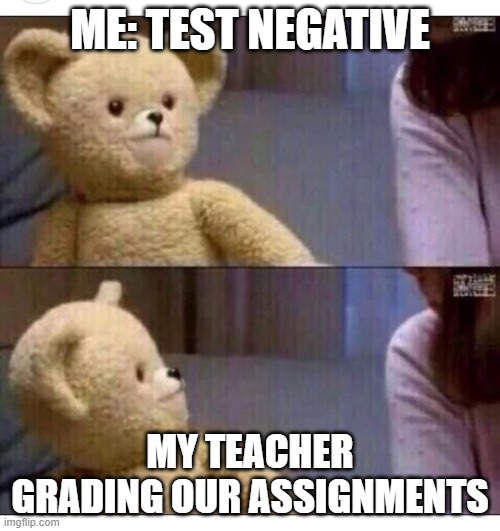 wait... HoL uP | ME: TEST NEGATIVE; MY TEACHER GRADING OUR ASSIGNMENTS | image tagged in wait what | made w/ Imgflip meme maker