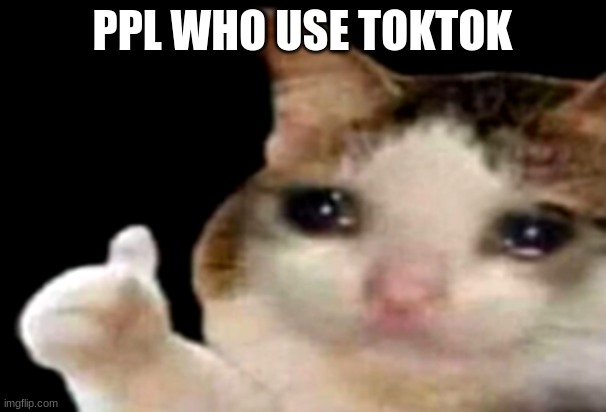 Sad cat thumbs up | PPL WHO USE TOKTOK | image tagged in sad cat thumbs up | made w/ Imgflip meme maker