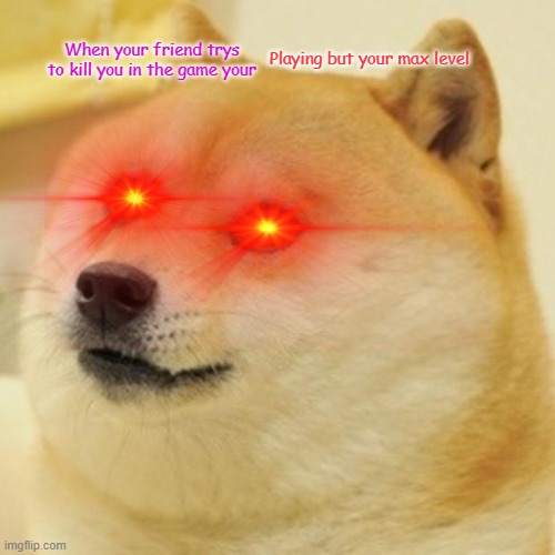 Everything | Playing but your max level; When your friend trys to kill you in the game your | image tagged in memes,doge | made w/ Imgflip meme maker
