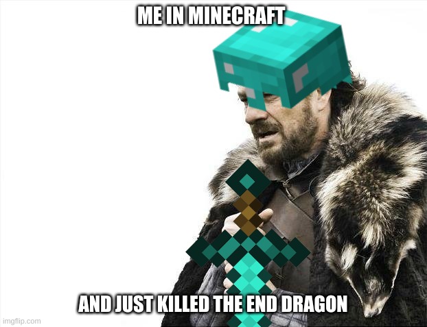 war | ME IN MINECRAFT; AND JUST KILLED THE END DRAGON | image tagged in battle,dragon | made w/ Imgflip meme maker