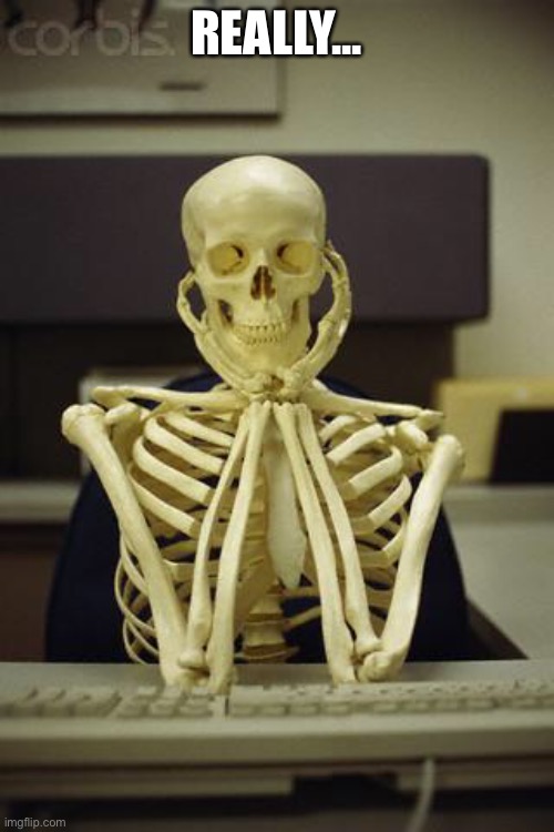 Waiting Skeleton | REALLY... | image tagged in waiting skeleton | made w/ Imgflip meme maker