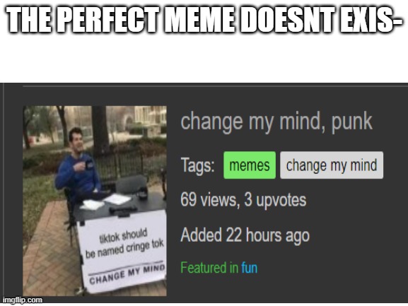THE PERFECT MEME DOESNT EXIS- | made w/ Imgflip meme maker