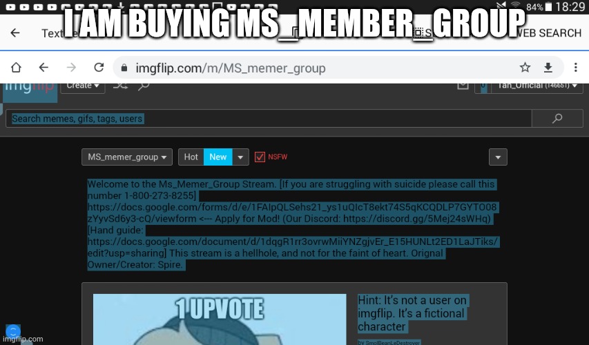 MS_Memer_Group is mine now. | I AM BUYING MS_MEMBER_GROUP | made w/ Imgflip meme maker