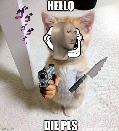 Hi, Die | HELLO; DIE PLS | image tagged in memes,cute cat | made w/ Imgflip meme maker