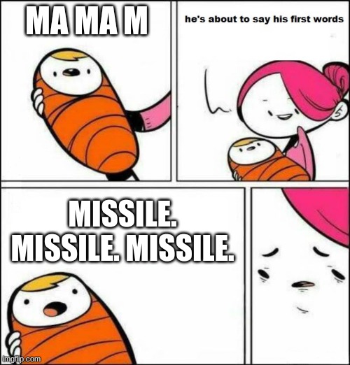 MEME FOR ACE COMBAT PLAYERS | MA MA M; MISSILE. MISSILE. MISSILE. | image tagged in he is about to say his first words,funny,funny memes | made w/ Imgflip meme maker