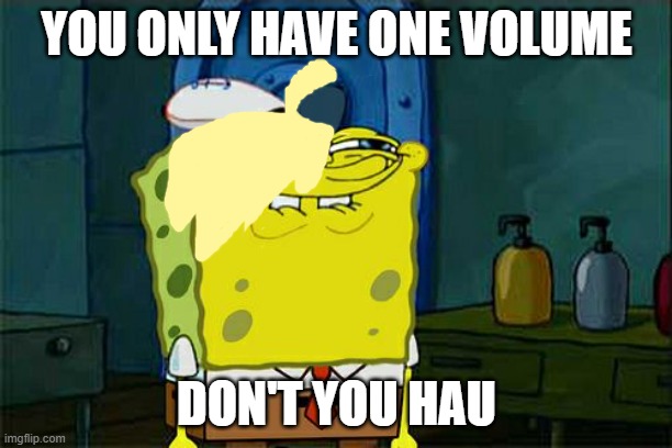 Don't You Squidward Meme | YOU ONLY HAVE ONE VOLUME; DON'T YOU HAU | image tagged in memes,don't you squidward,pokemon sun and moon | made w/ Imgflip meme maker