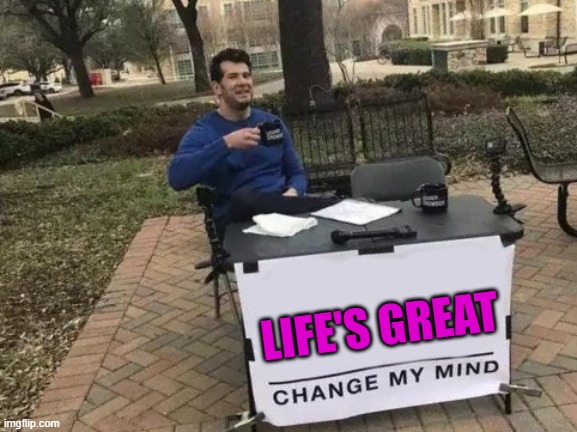 Lifes great | LIFE'S GREAT | image tagged in life | made w/ Imgflip meme maker