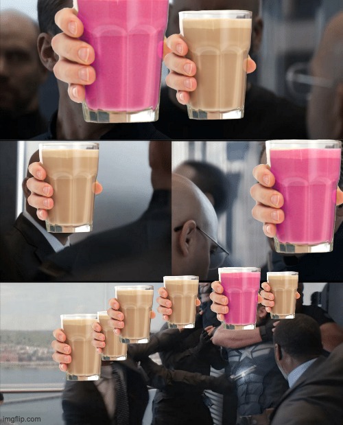 but it's not enough... | image tagged in captain america elevator fight,choccy milk,straby milk,choccy-straby war | made w/ Imgflip meme maker